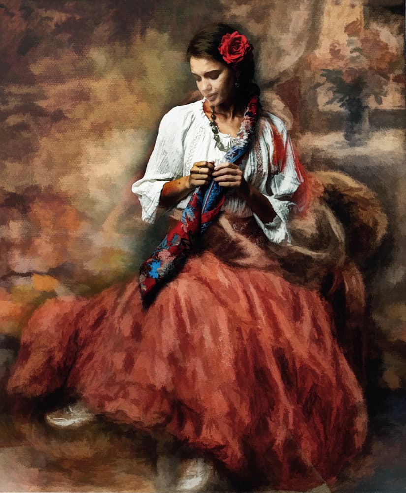 Bohemian Woman Portrait by Rachel Pansky — canvas wall art