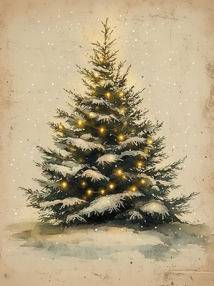 Snowy Christmas Tree by Jolly and Dash — canvas wall art