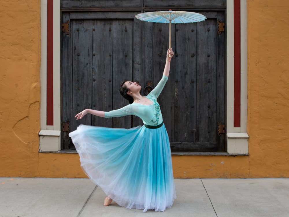 Graceful Dancer with Umbrella by Rong Wei — canvas wall art