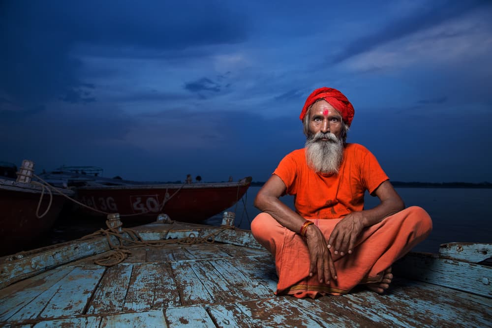 Indian Sadhu at Dusk by Fadhel Almutaghawi — canvas wall art