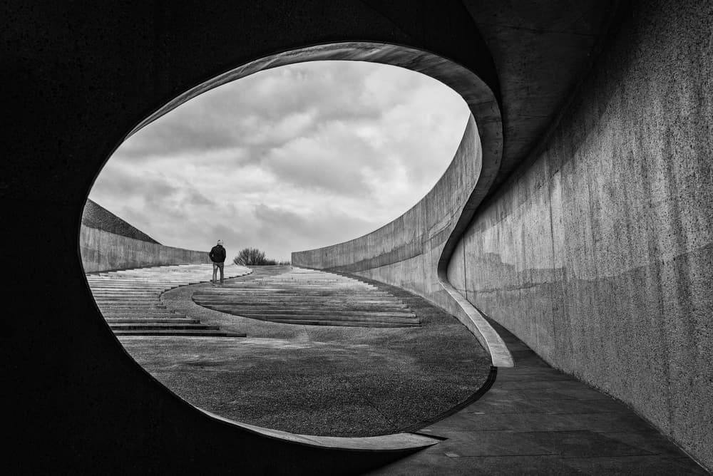 Solitary Figure Concrete Curves by Dominic Schroeyers — canvas wall art