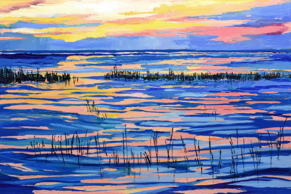 Vibrant Marsh Sunset by Maxine Shore — canvas wall art