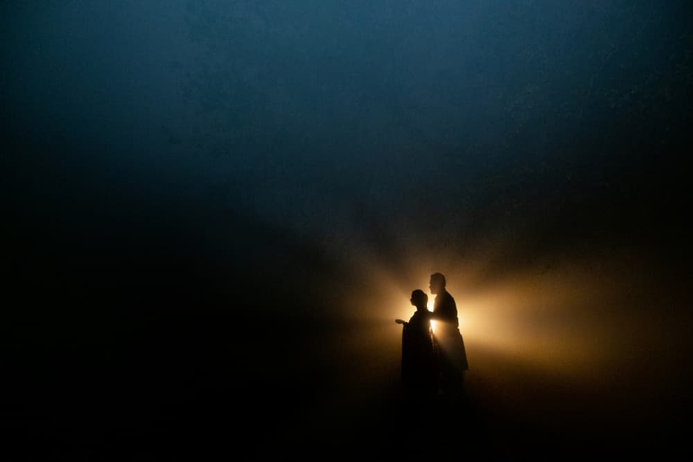 Glowing Couple Silhouette by Kuntal Biswas — canvas wall art