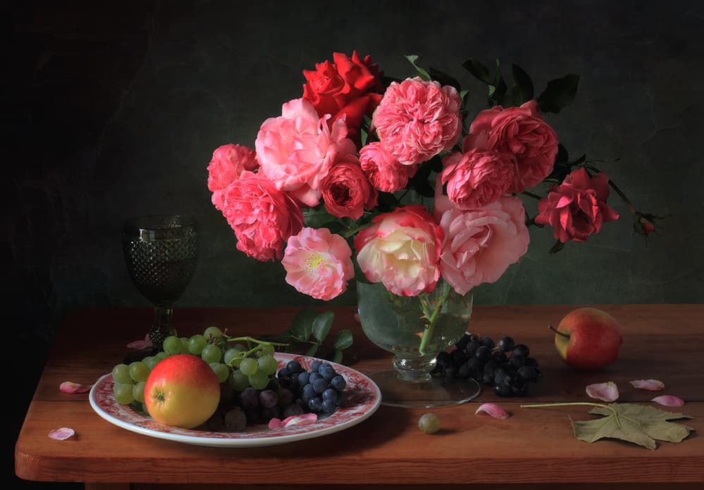 Dark Rose Still Life by Tatyana Skorokhod — canvas wall art