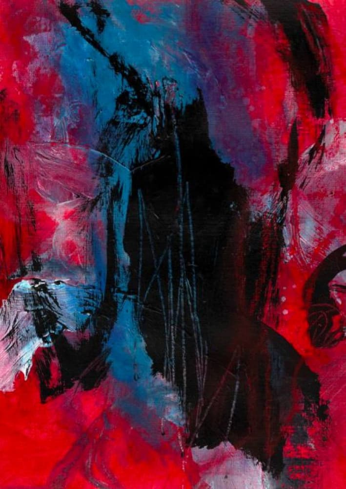 Dynamic Red Blue Abstract by Deb Chaney — canvas wall art