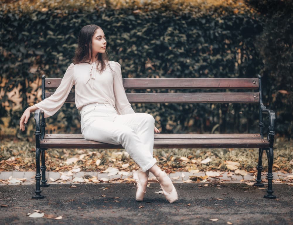 Pensive Ballerina on Bench by Vasil Nanev — canvas wall art