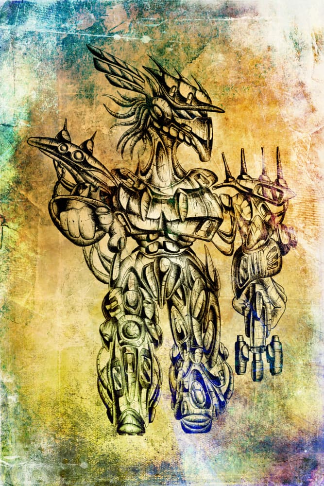 Intricate Cyber Dragon by Rafal Kulik — canvas wall art