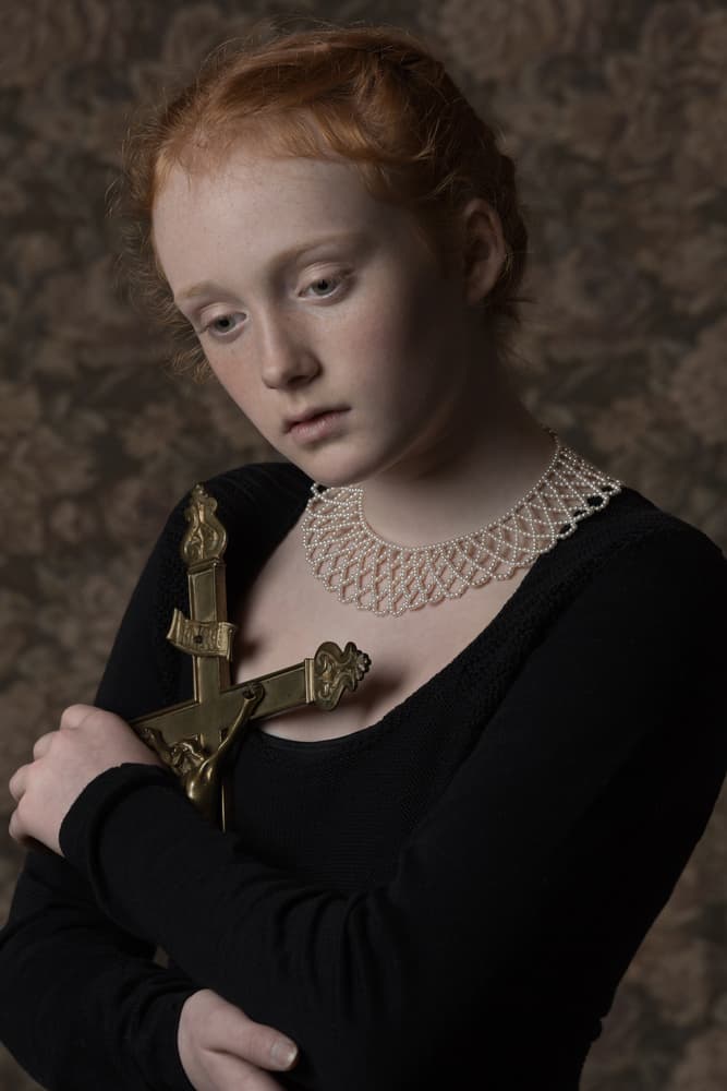 Pensive Girl with Cross by Carine Belzon — canvas wall art