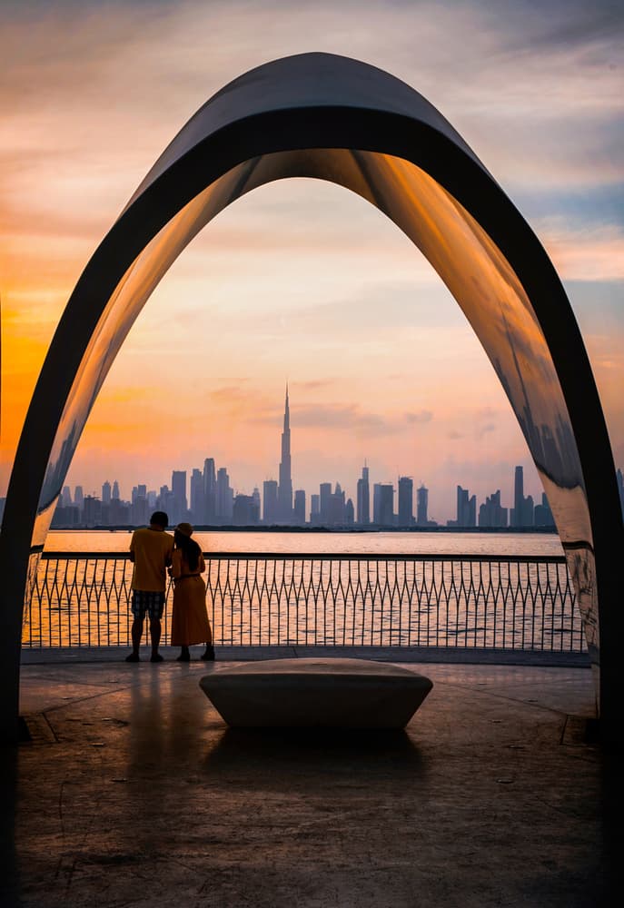 Dubai Sunset Arch View by Rana Jabeen — canvas wall art