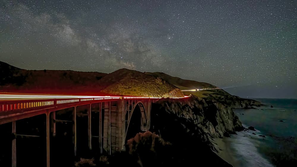 Stars Over Coastal Bridge by Annie Zhang — canvas wall art