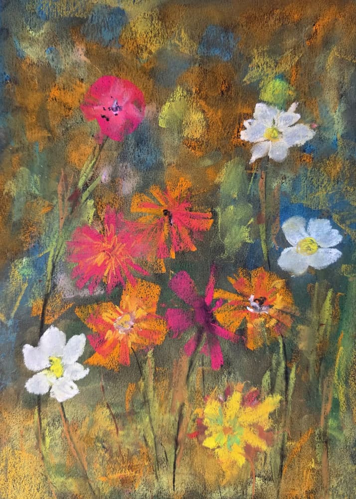 Vibrant Meadow Flowers by Justyna Jaszke — canvas wall art