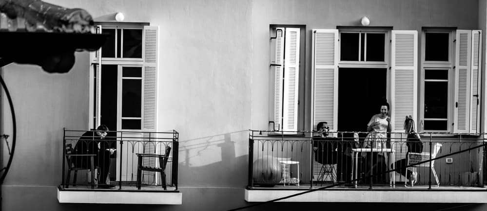 Urban Balcony Life by Dov Amar — canvas wall art