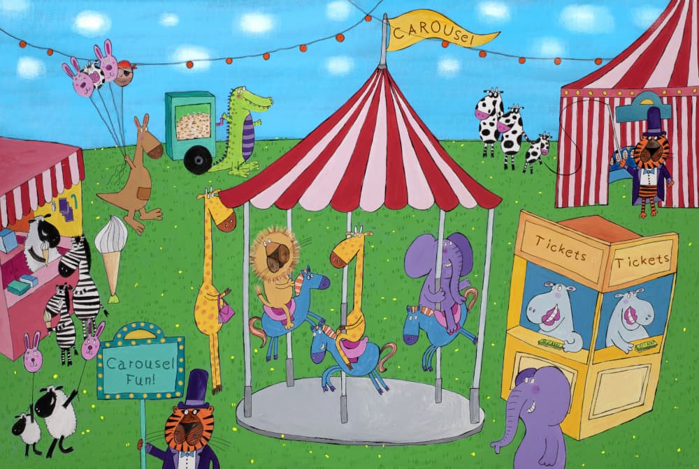 Animals Carousel Fun by Carla Daly — canvas wall art