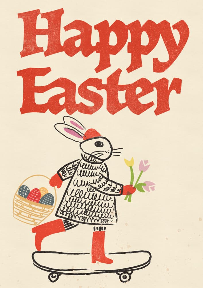 Happy Easter Skate Bunny by Nicholas — canvas wall art