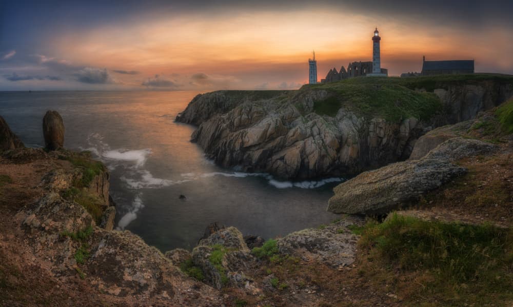Golden Hour Coastal Lighthouses by Adam Pachula — canvas wall art