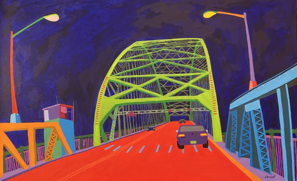 Tacony Palmyra Bridge by Sue Graef — canvas wall art