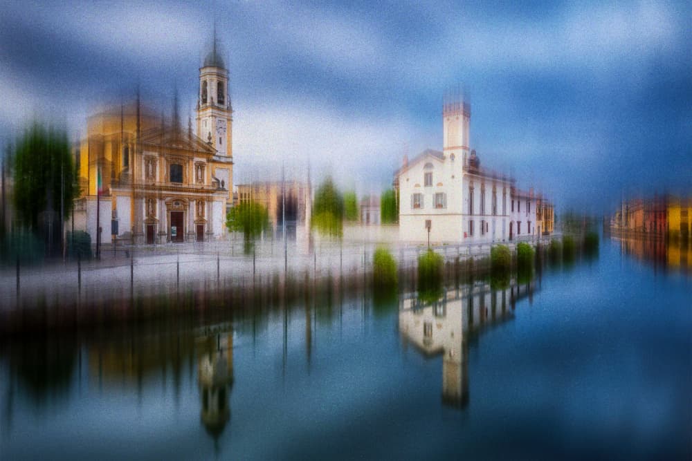 Dreamy City Reflections by Fiorenzo Carozzi — canvas wall art