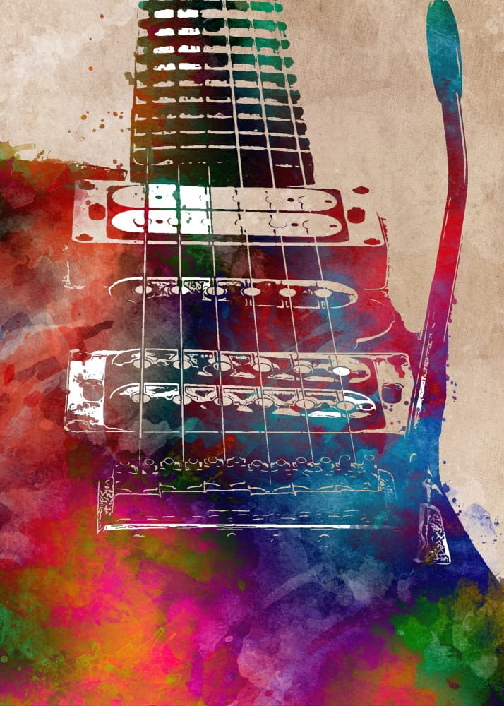 Watercolor Electric Guitar by Justyna Jaszke — canvas wall art