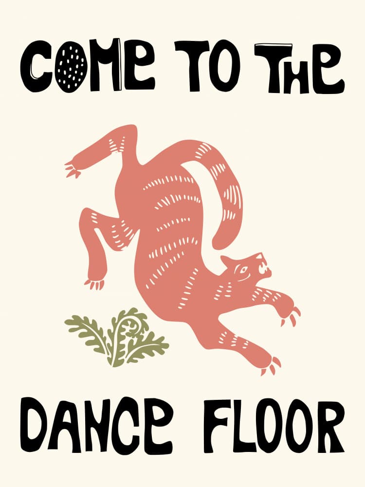 Dancing Cat Invitation by Annick — canvas wall art