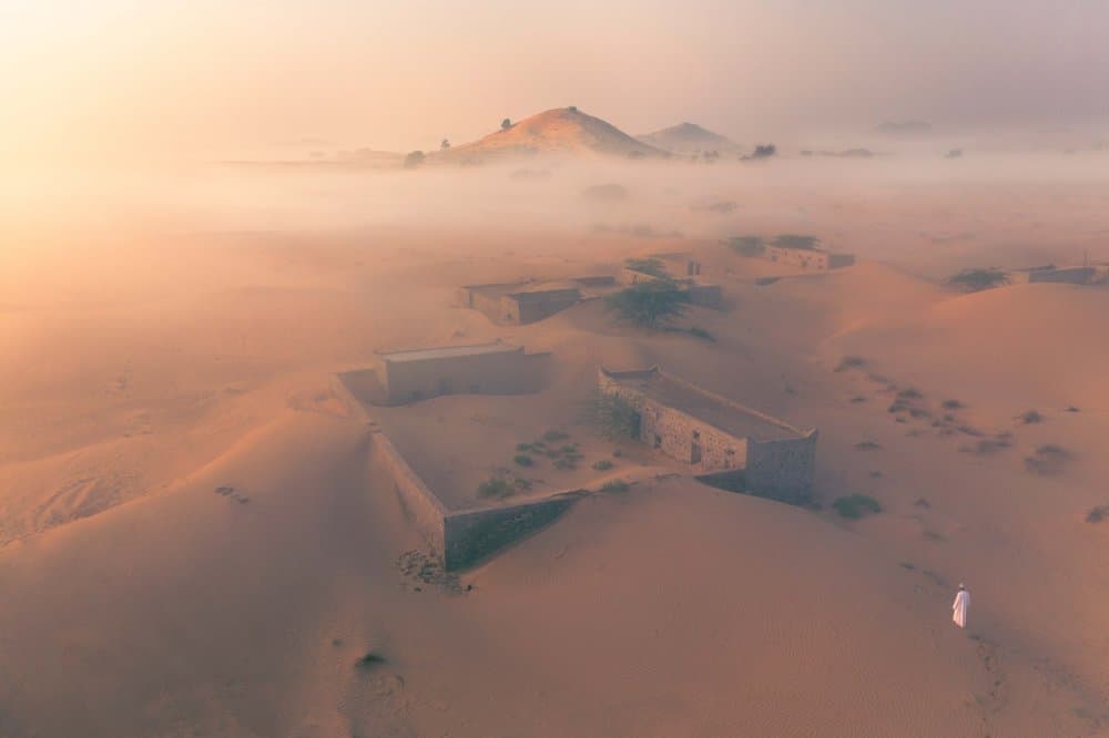 Misty Desert Ruins by Haitham AL Farsi — canvas wall art