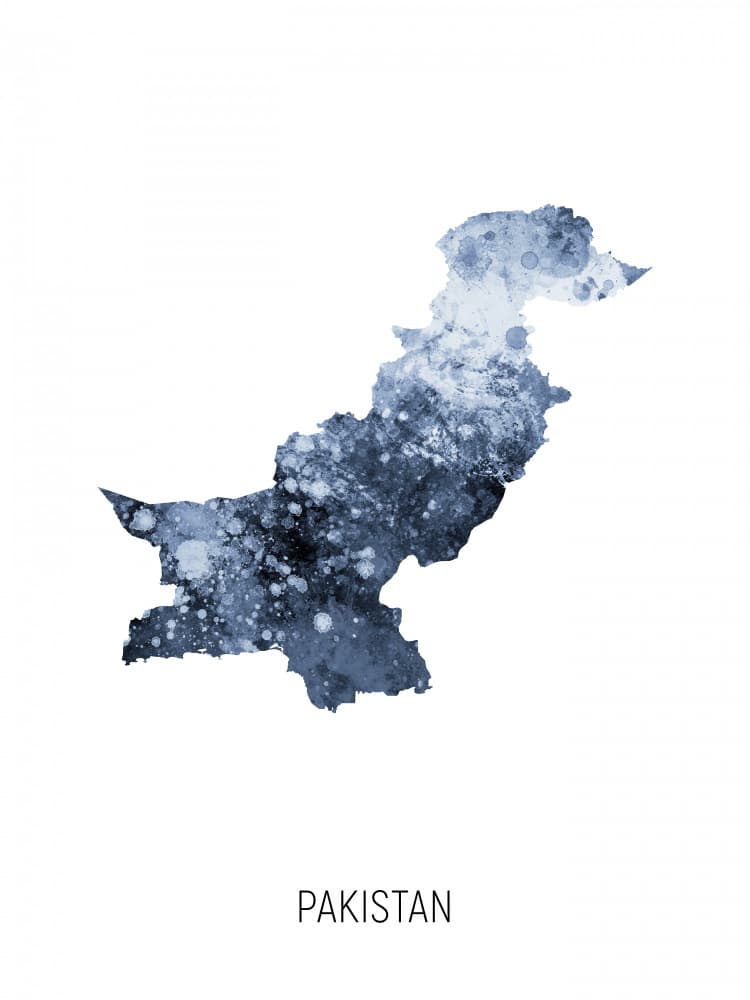Pakistan Map Watercolor by Michael Tompsett — canvas wall art