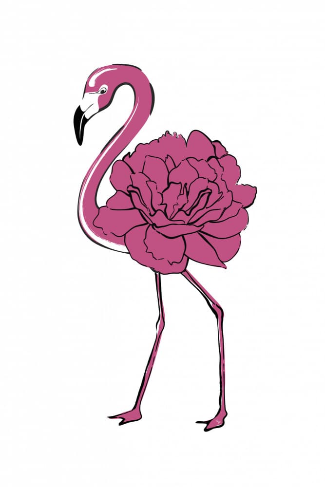 Pink Flamingo Bloom by Martina — canvas wall art