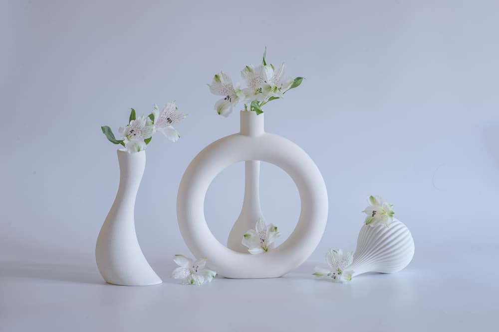Elegant White Floral Vases by Alice Sheng — canvas wall art