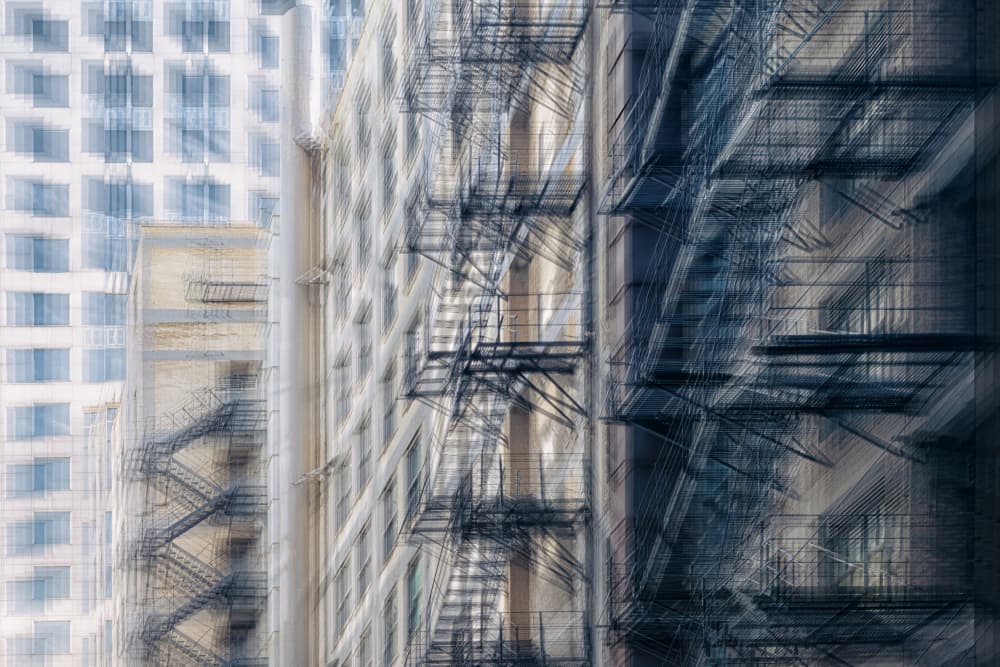 Abstract Urban Fire Escapes by Roswitha Schleicher-Schwarz — canvas wall art