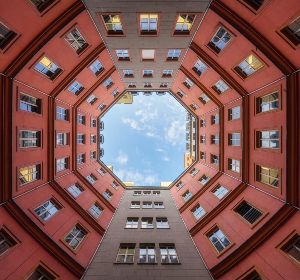 Octagonal Courtyard Sky by Antoni Figueras — canvas wall art