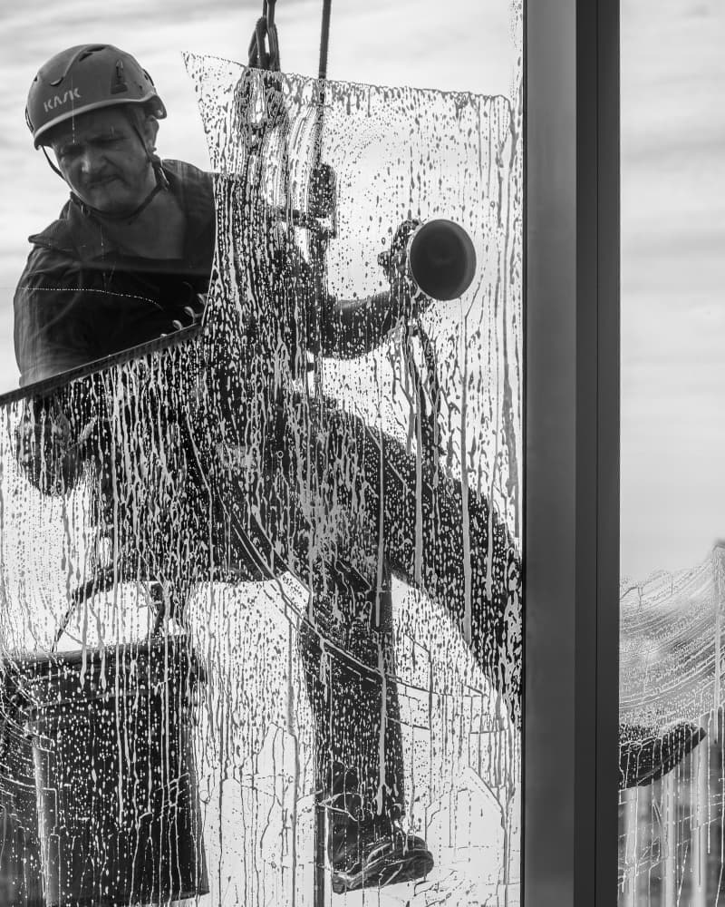High Rise Window Cleaner by Marek Lapa — canvas wall art