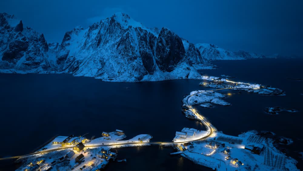 Snowy Fjord Village by Yongnan Li (李永男) — canvas wall art