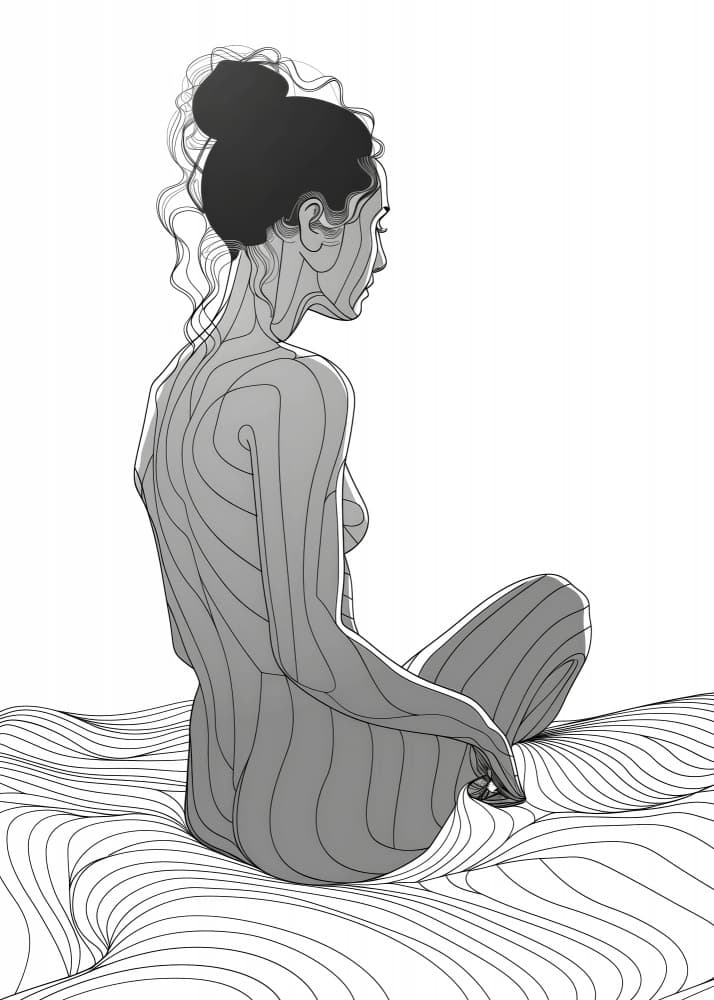 Line Art Sitting Woman by Justyna Jaszke — canvas wall art
