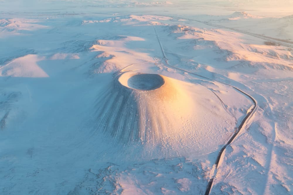 Golden Crater Snowscape by Simoon — canvas wall art