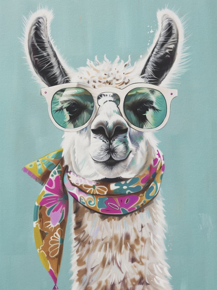 Stylish Llama Portrait by Andreas Magnusson — canvas wall art