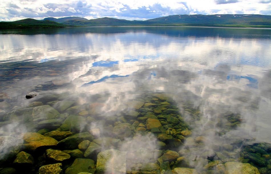 Reflected Mountain Lake by Bror Johansson — canvas wall art
