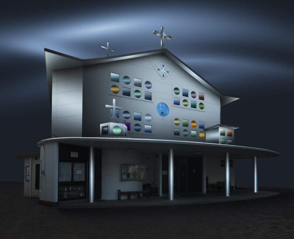 Modern Church Night by Shuchuan Liu — canvas wall art