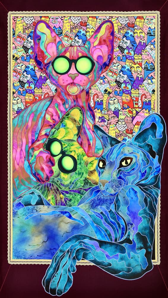 Psychedelic Cat Family by Kostyantin Malginov — canvas wall art