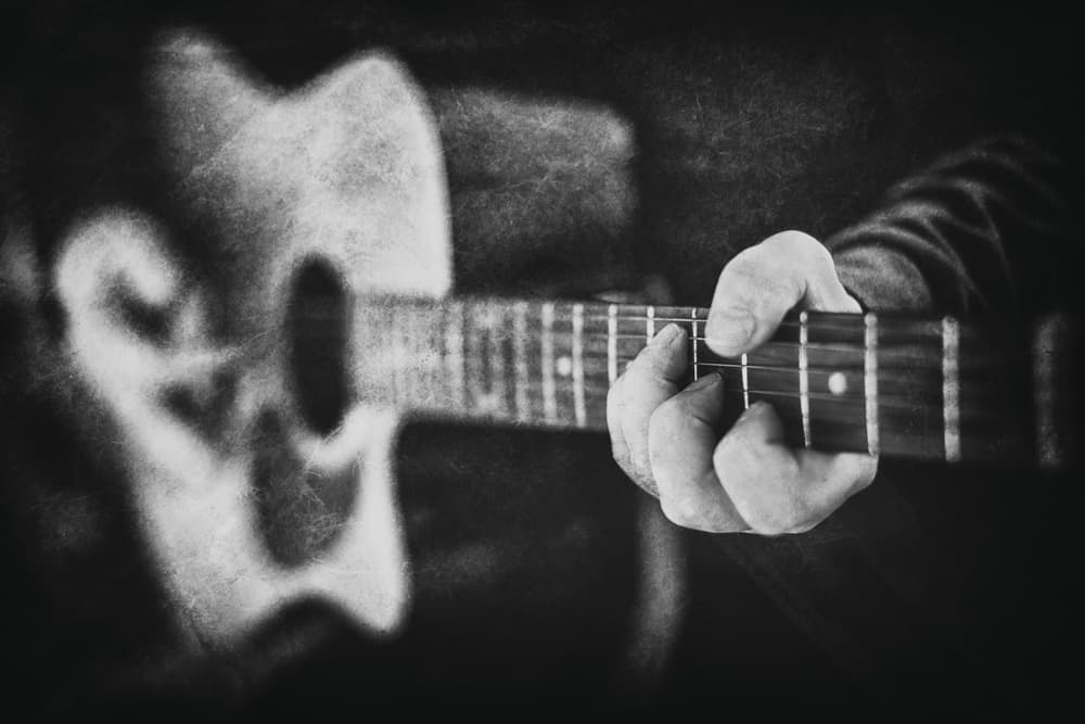 Soulful Guitar Hand by Roswitha Schleicher-Schwarz — canvas wall art