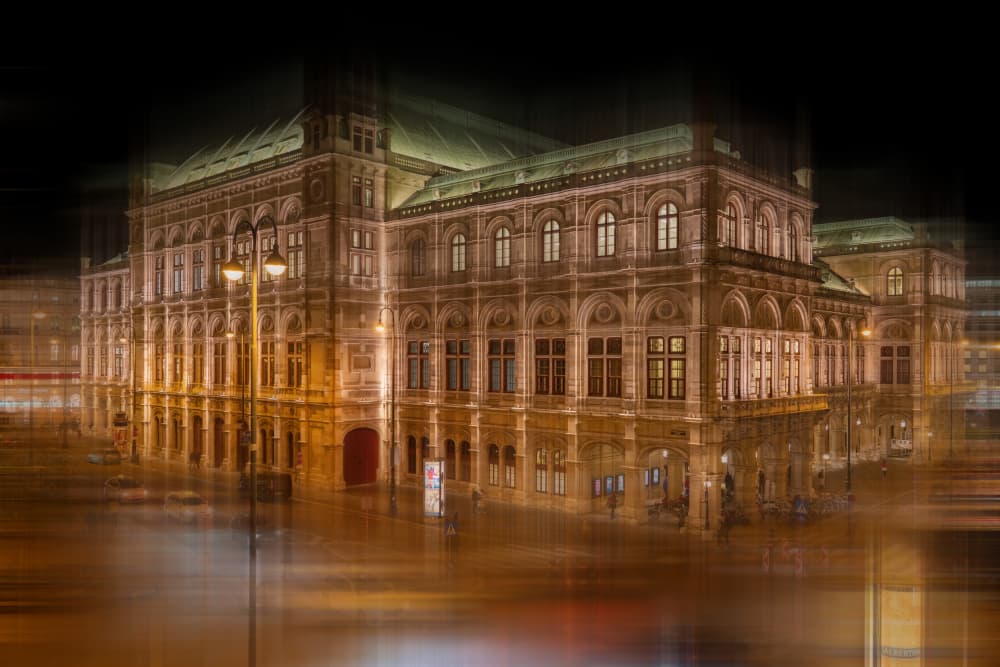 Vienna Opera Night Glow by Dieter Reichelt — canvas wall art