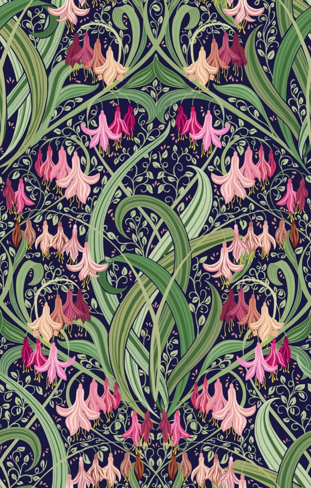 Art Nouveau Floral Pattern by Annick — canvas wall art