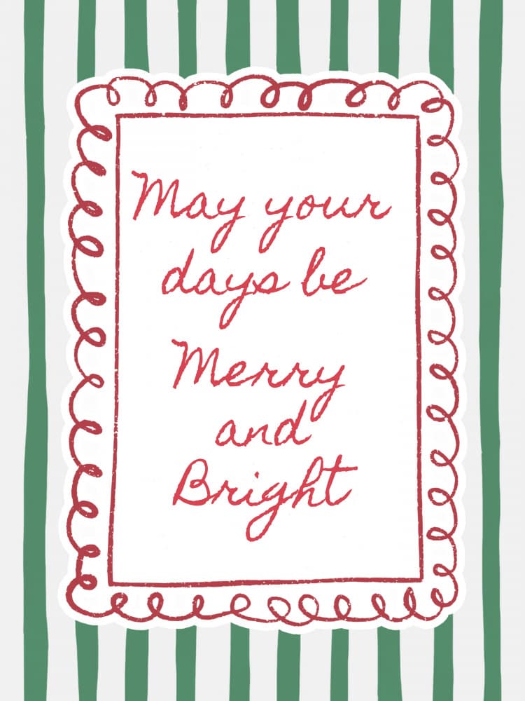 Merry Bright Holiday Message by Jolly and Dash — canvas wall art