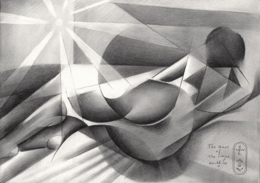 Geometric Reclining Nude by Corné Akkers — canvas wall art