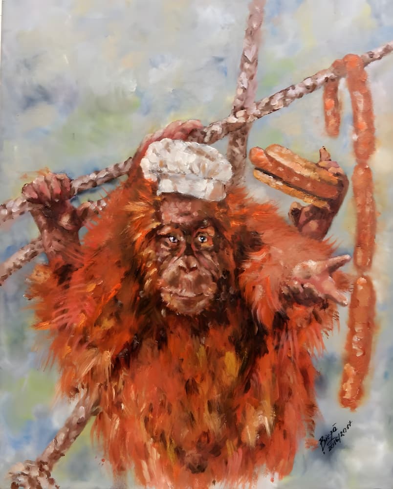 Funny Orangutan Chef by Anda Bieza — canvas wall art