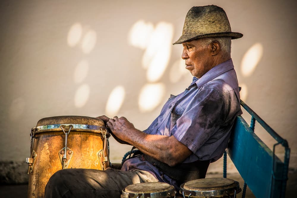 Elderly Street Musician by Linda Wride — canvas wall art