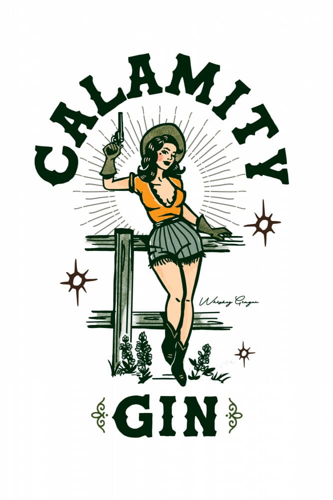 Calamity Gin Funny Retro Western Cowgirl Art by The Whiskey Ginger — canvas wall art
