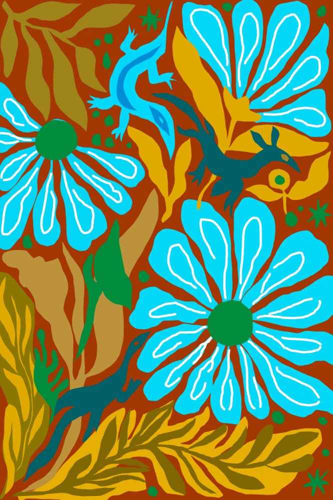 Vibrant Tropical Lizards by cartissi — canvas wall art
