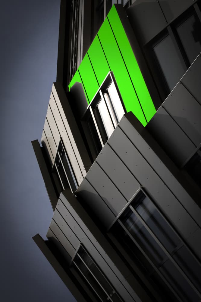 Green Geometric Building by Anita Martin AnnaPileaFotografie — canvas wall art