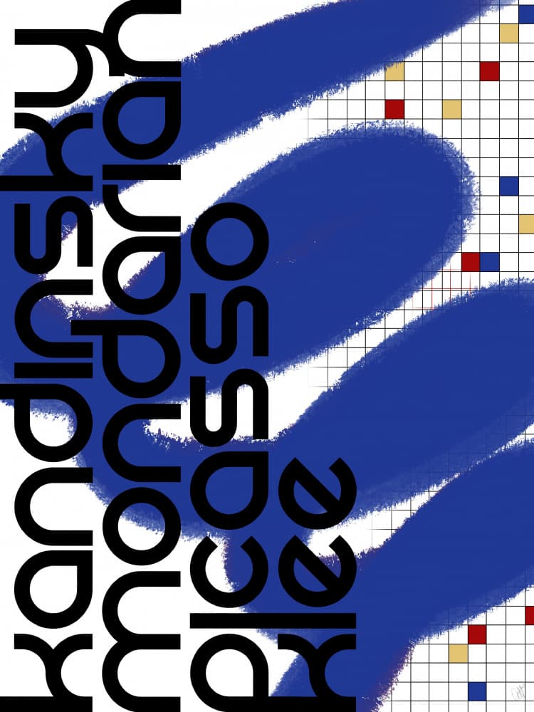 Bold Blue Strokes Grid by Anne-Marie Volfova — canvas wall art