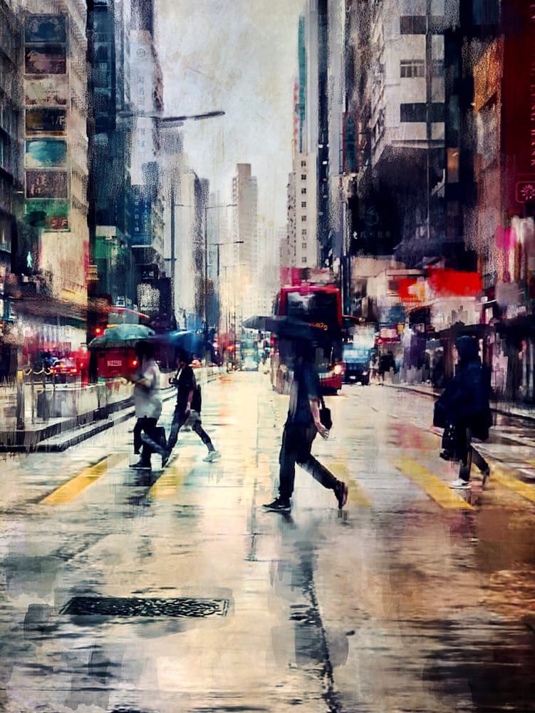 Rainy City Street by Lammakmak — canvas wall art