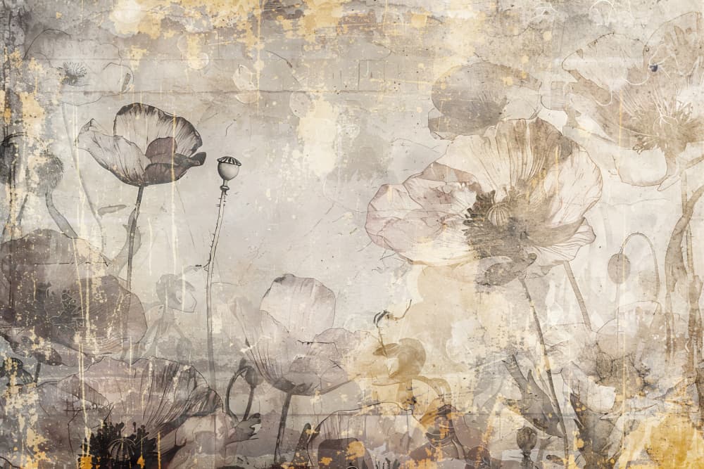 Faded Floral Poppies by Rafal Kulik — canvas wall art